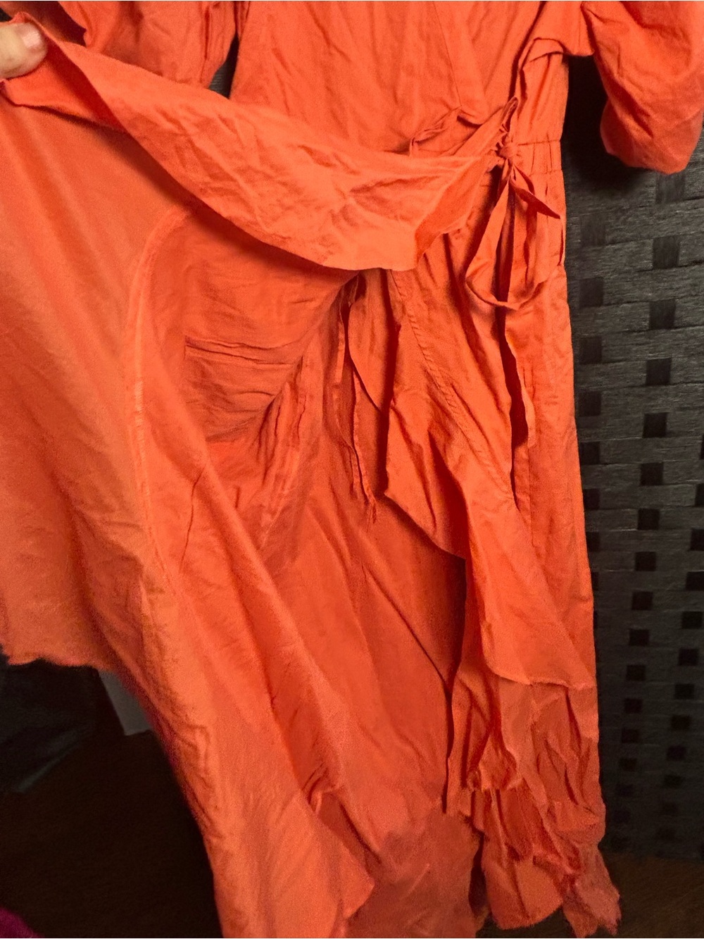 VENUE Women's Wrap Ruffle Dress – Orange SIZE 12 NWOT - Picture 11 of 13